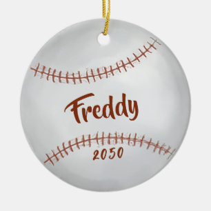 Christmas Simple Holiday Photo Baseball Sports Ceramic Tree Decoration