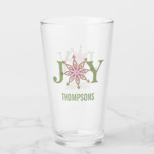 Christmas Simple Joy Red Green Cute Snowflake Glass