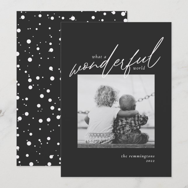 Christmas Simple Photo Black Silver Metallic (Front/Back)