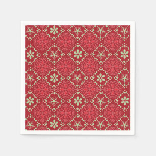 Christmas Simple Red Green Classic Snowflake  Napkin