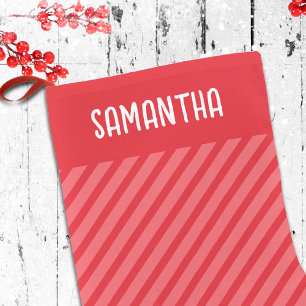 Christmas Simple Red Whimsical Stripes Cute Small Christmas Stocking