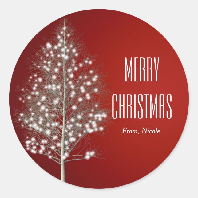 Christmas Simple Rustic Tree Holiday Sticker (Front)