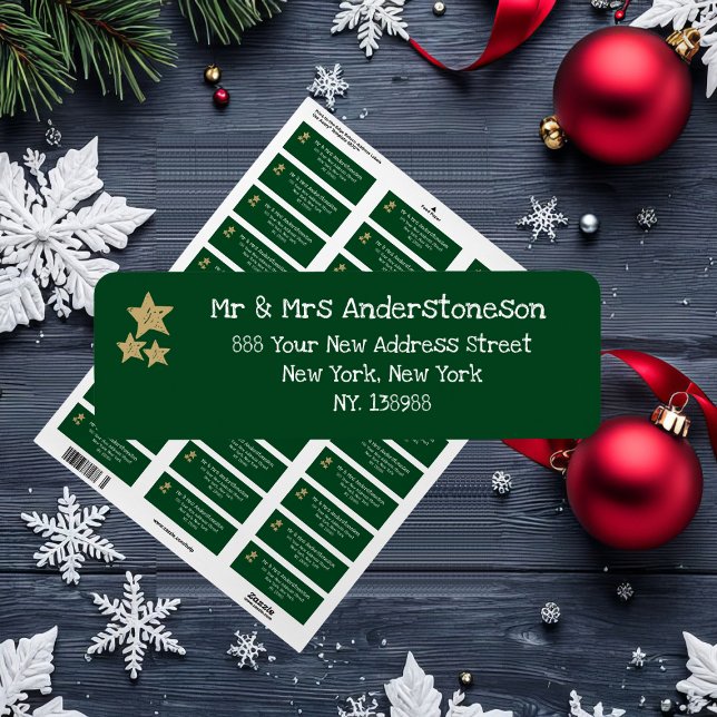 Christmas Simple Script Name Rustic Green Address  (Choose from Address Labels, Return Address Labels and Shipping Labels.)