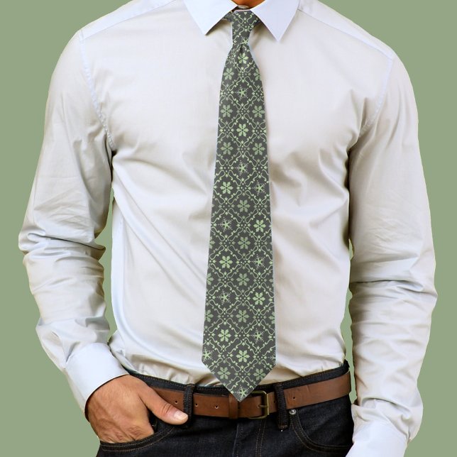 Christmas Simple Snowflake Winter Green Pattern Tie (Green snowflake pattern mens neck tie. )