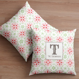 Christmas Simple Winter Snowflake Modern Monogram Cushion