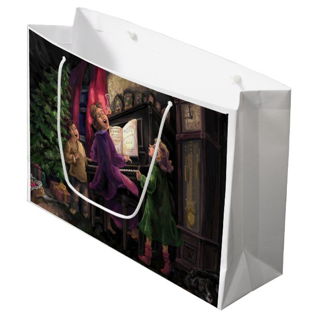 Christmas Sing Along Painting Large Gift Bag (Front Angled)