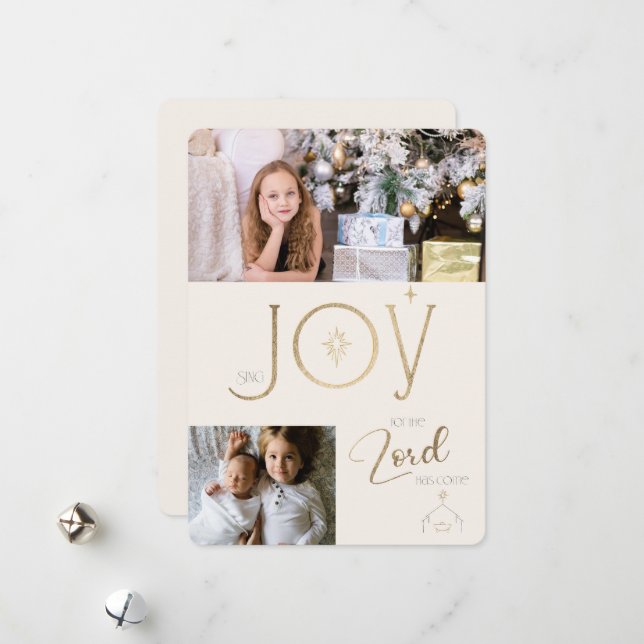Christmas Sing Joy for the Lord has Come Custom Ph Holiday Card (Front/Back In Situ)