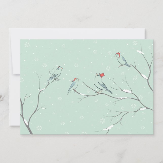 Christmas Singer Adorable Birds  Card (Front)