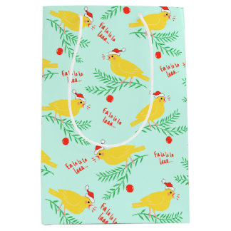Christmas Singing Canary Pattern Medium Gift Bag