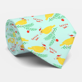 Christmas Singing Canary Pattern Tie