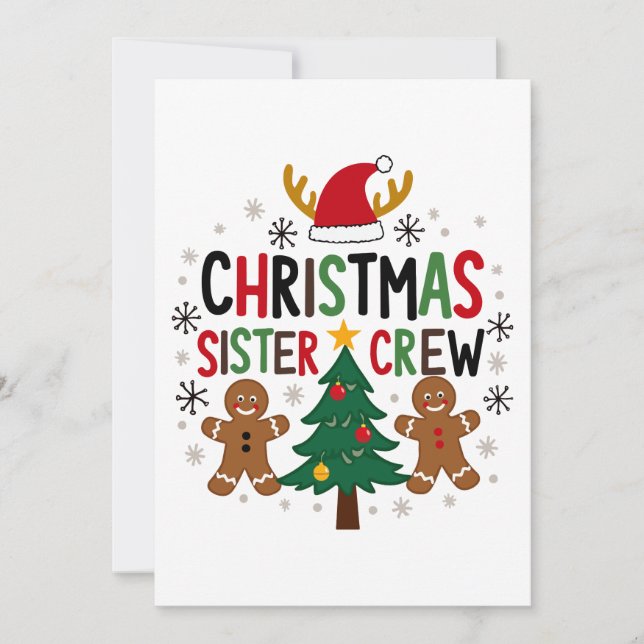 Christmas Sister Crew Festive Gingerbread Friends  Invitation (Front)
