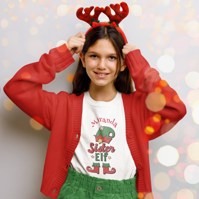 Christmas Sister Elf customized girl t-shirt  (Christmas Sister Elf customized girl t-shirt)