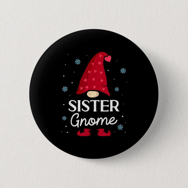 Christmas Sister Gnome Dwarf Garden Gnome Family  6 Cm Round Badge (Front)