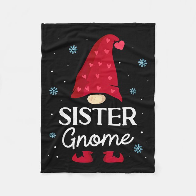 Christmas Sister Gnome Dwarf Garden Gnome Family  Fleece Blanket (Front)