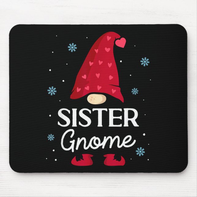 Christmas Sister Gnome Dwarf Garden Gnome Family  Mouse Mat (Front)