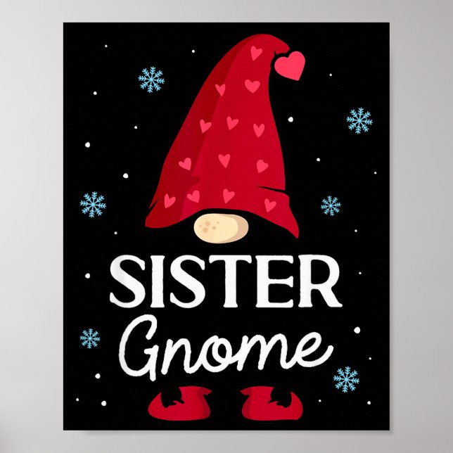 Christmas Sister Gnome Dwarf Garden Gnome Family  Poster (Front)