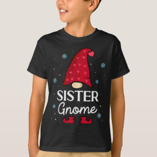 Christmas Sister Gnome Dwarf Garden Gnome Family T-Shirt