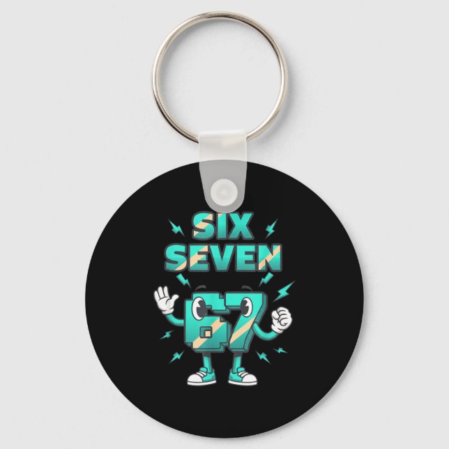 Christmas Six Seven 67 Funny 6-7 Meme Retro Cartoo Key Ring (Front)