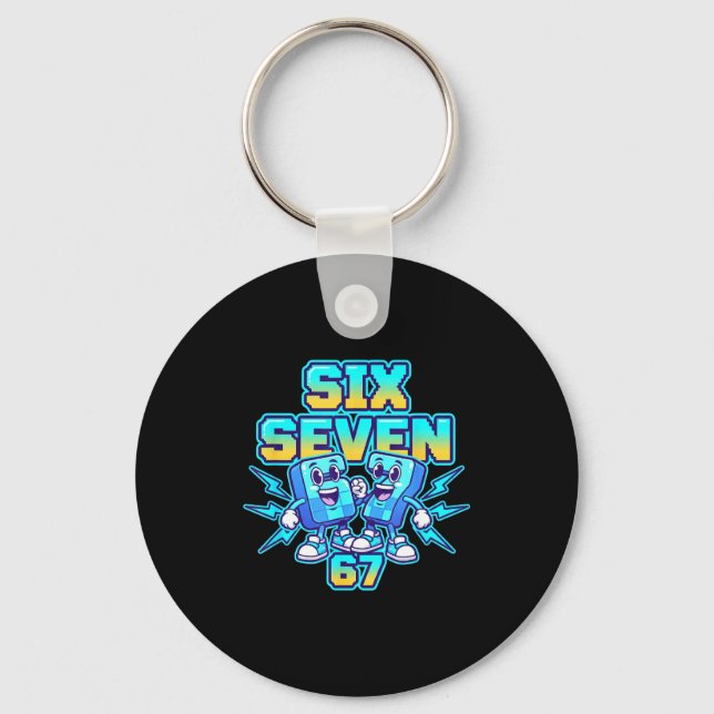 Christmas Six Seven 67 Meme Funny Retro Electric H Key Ring (Front)