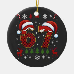 Christmas Six Seven 67 Santa Xmas Gen Alpha Ceramic Tree Decoration
