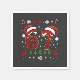 Christmas Six Seven 67 Santa Xmas Gen Alpha Napkin
