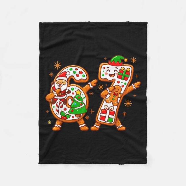 Christmas Six Seven Dabbing Cool Meme 67 Xmas Dab  Fleece Blanket (Front)