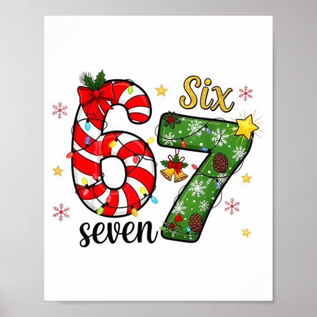 Christmas Six Seven Funny Trendy 6 7 Viral Meme  Poster (Front)