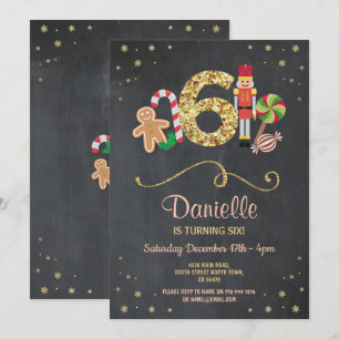 Christmas Sixth 6th Birthday Holidays six Invite