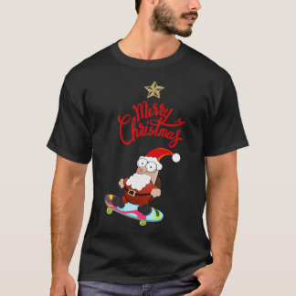 Christmas Skateboarding Santa Noel 	s T-Shirt