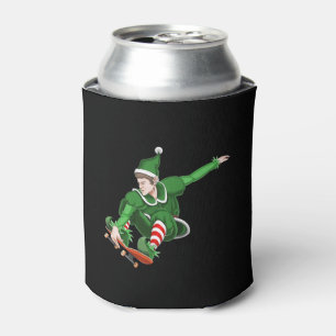 Christmas Skater Elf Can Cooler