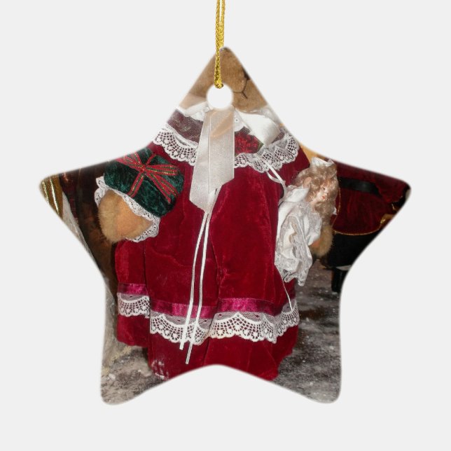 Christmas Skater Teddy Bear Collection. Ceramic Tree Decoration (Front)