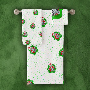 Christmas Skeleton Bright Splatter Shape Dots Bath Towel Set