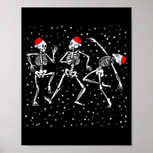 Christmas Skeleton Dancing Funny Xmas Poster