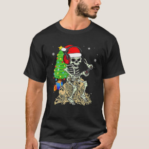Christmas Skeleton Gamer Pajama Xmas Tree Family G T-Shirt