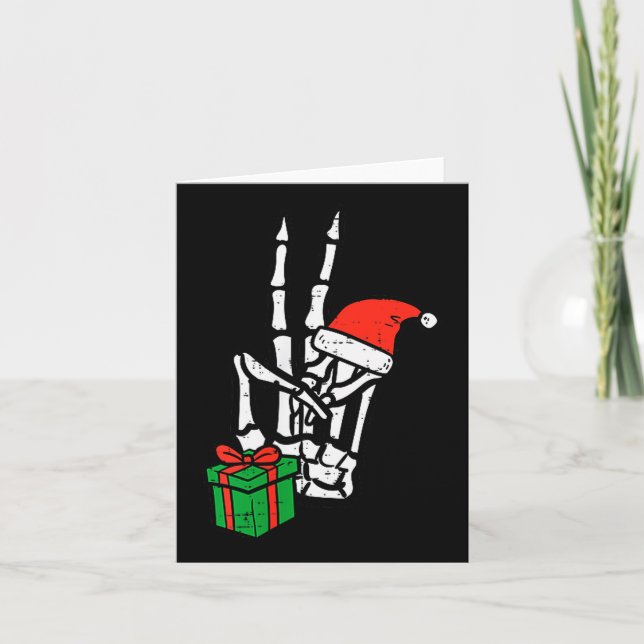Christmas Skeleton Hand Peace Cket Xmas Men Women  Card (Front)