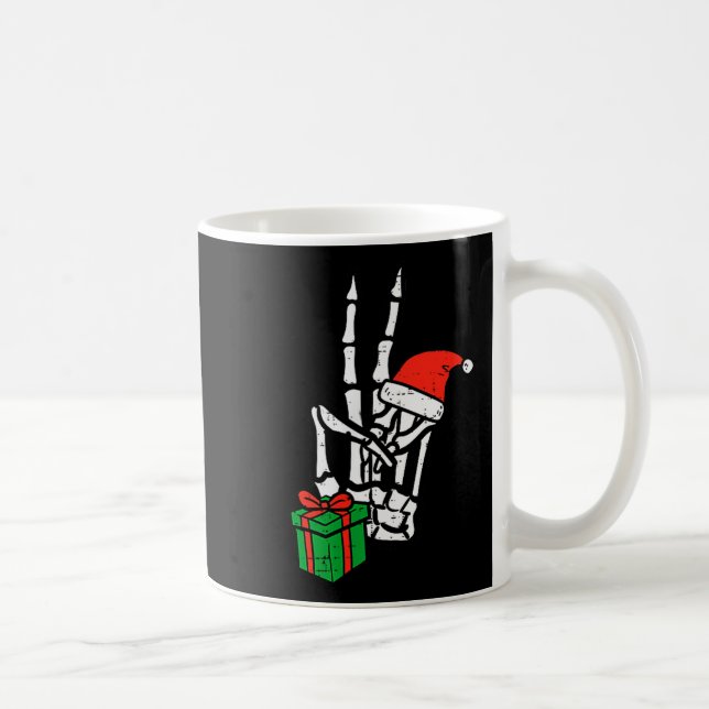 Christmas Skeleton Hand Peace Cket Xmas Men Women  Coffee Mug (Right)