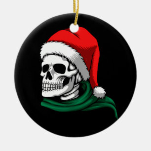 Christmas Skeleton Head on a  Ceramic Tree Decoration
