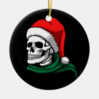 Christmas Skeleton Head on a  Ceramic Tree Decoration