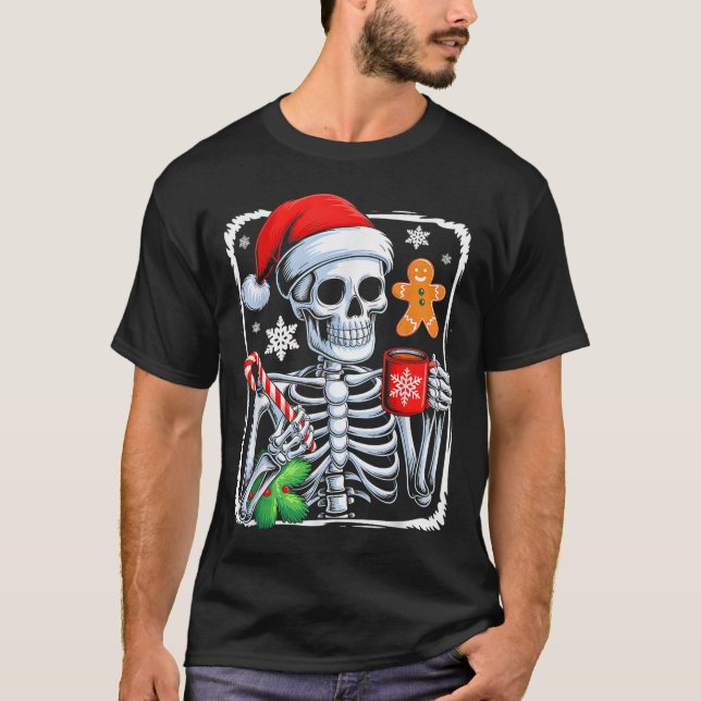 Christmas Skeleton Hot Chocolate Funny Xmas Men Wo T-Shirt (Front)