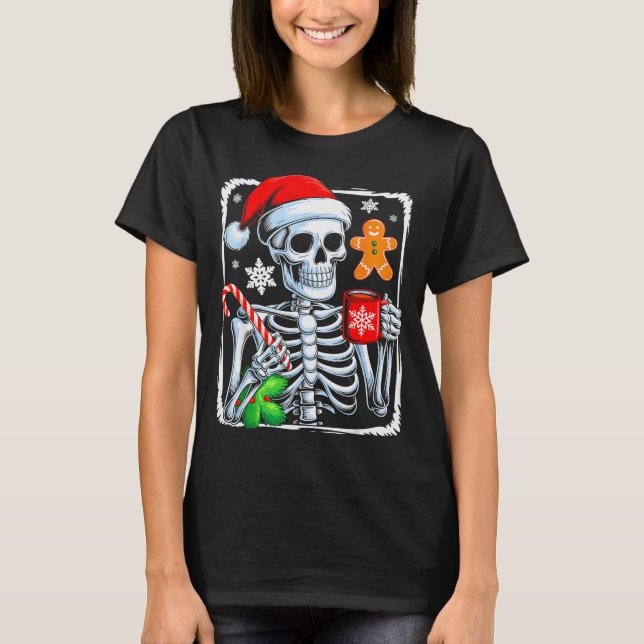 Christmas Skeleton Hot Chocolate Funny Xmas Men Wo T-Shirt (Front)
