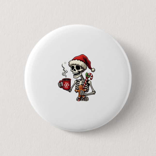 Christmas Skeleton Hot Chocolate Xmas Men Women Ki 6 Cm Round Badge (Front)