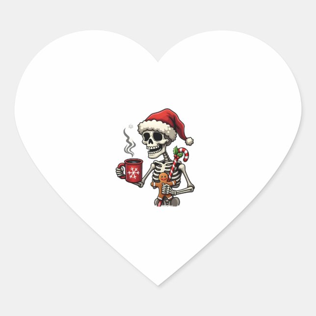 Christmas Skeleton Hot Chocolate Xmas Men Women Ki Heart Sticker (Front)
