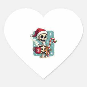 Christmas Skeleton Hot Chocolate Xmas Men Women Ki Heart Sticker