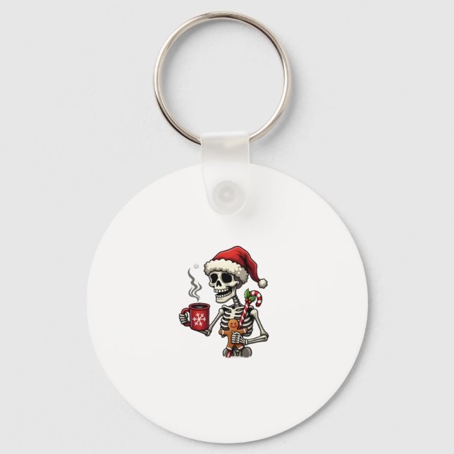 Christmas Skeleton Hot Chocolate Xmas Men Women Ki Key Ring (Front)