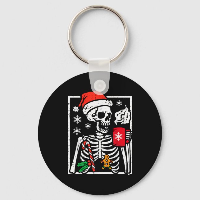 Christmas Skeleton Hot Chocolate Xmas Men Women Ki Key Ring (Front)