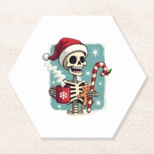 Christmas Skeleton Hot Chocolate Xmas Men Women Ki Paper Coaster