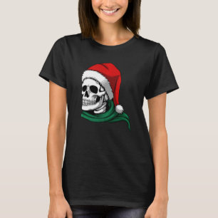 CHRISTMAS  SKELETON IN A SANTA HAT & SCARF T-Shirt