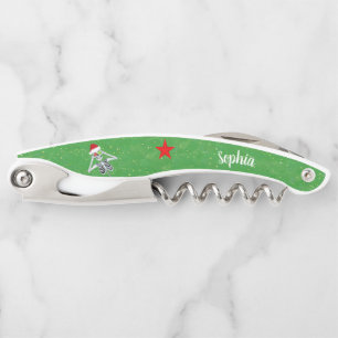 Christmas Skeleton Ornaments Santa Hat Star Green Corkscrew