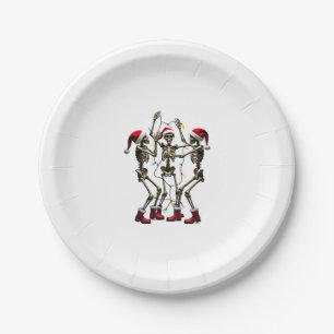 Christmas Skeleton Santa Dancing Lights (1) Paper Plate