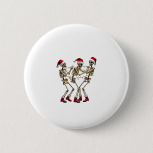Christmas Skeleton Santa Dancing Lights (2) 6 Cm Round Badge